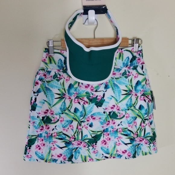 Tommy Bahama Floral Print Skorts with Green Visor Size S - Picture 1 of 13